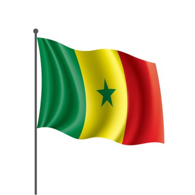 Senegal bayrağı, beyaz arkaplanda vektör çizimi
