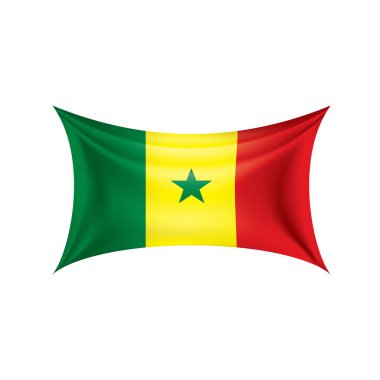 Senegal bayrağı, beyaz arkaplanda vektör çizimi