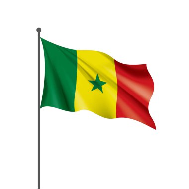 Senegal bayrağı, beyaz arkaplanda vektör çizimi