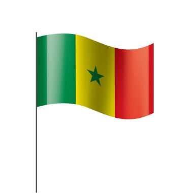 Senegal bayrağı, beyaz arkaplanda vektör çizimi