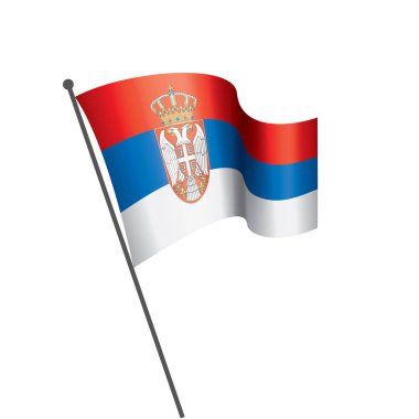 Beyaz arka planda Sırbistan bayrağı ve vektör illüstrasyonu