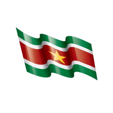 Surinam bayrak, beyaz bir arka plan üzerinde vektör çizim