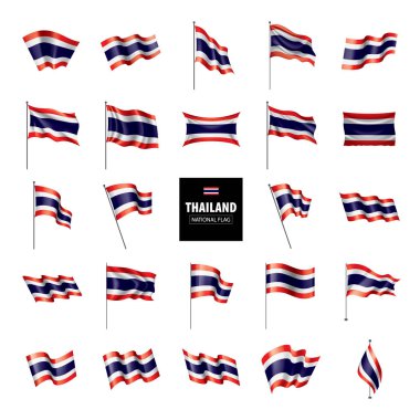 Tayland bayrağı, beyaz bir arka plan üzerinde vektör çizim
