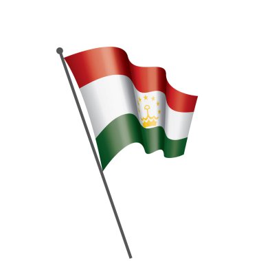 Tacikistan ulusal bayrağı, beyaz arka planda vektör illüstrasyonu