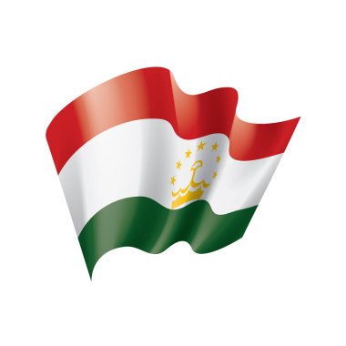 Tacikistan ulusal bayrağı, beyaz arka planda vektör illüstrasyonu