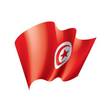 Tunus bayrağı, beyaz bir arka plan üzerinde vektör çizim