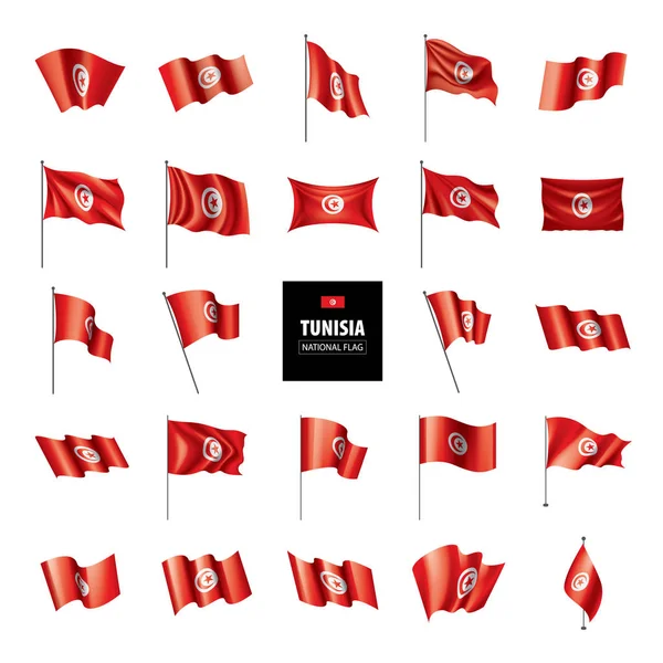 突尼斯国旗, 矢量插图白色背景 — 图库矢量图片