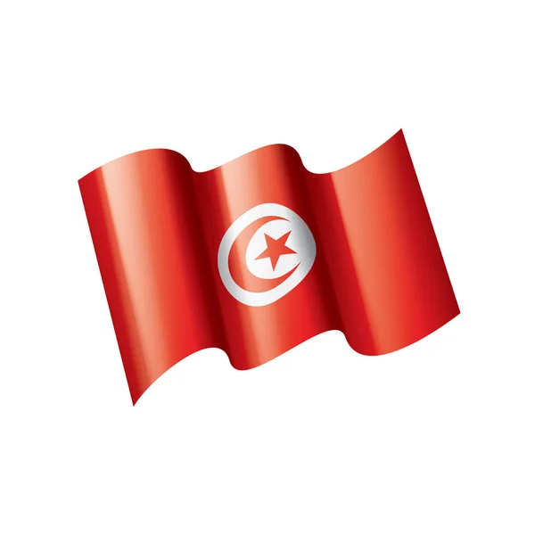 Drapeau National Tunisien Illustration Vectorielle Sur Fond Blanc — Image vectorielle