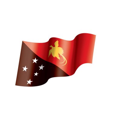 Papua Yeni Gine bayrağı, beyaz arkaplanda vektör illüstrasyonu