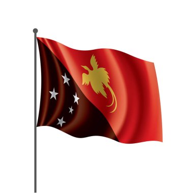 Papua Yeni Gine bayrağı, beyaz arkaplanda vektör illüstrasyonu