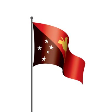 Papua Yeni Gine bayrağı, beyaz arkaplanda vektör illüstrasyonu