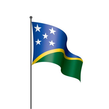 Solomon Adaları bayrağı, beyaz arka planda vektör illüstrasyonu