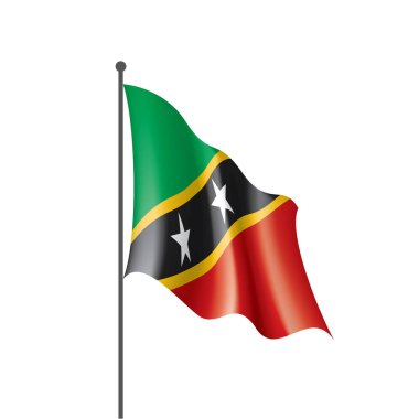 Saint Kitts ve Nevis bayrağı, beyaz arkaplanda vektör çizimi