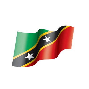 Saint Kitts ve Nevis bayrağı, beyaz arkaplanda vektör çizimi