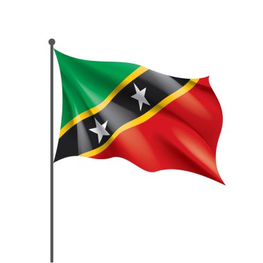 Saint Kitts ve Nevis bayrağı, beyaz arkaplanda vektör çizimi