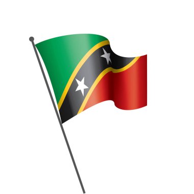 Saint Kitts ve Nevis bayrağı, beyaz arkaplanda vektör çizimi