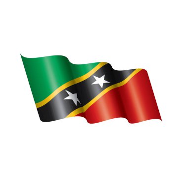 Saint Kitts ve Nevis bayrağı, beyaz arkaplanda vektör çizimi