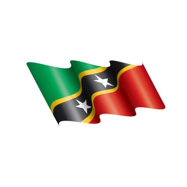 Saint Kitts ve Nevis bayrağı, beyaz arkaplanda vektör çizimi