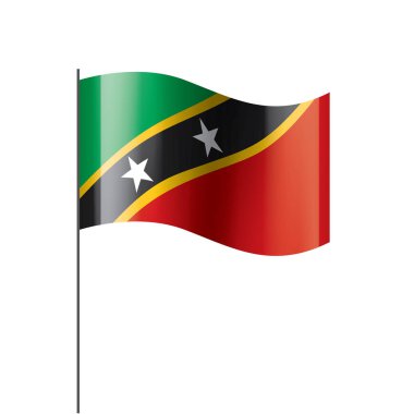 Saint Kitts ve Nevis bayrağı, beyaz arkaplanda vektör çizimi