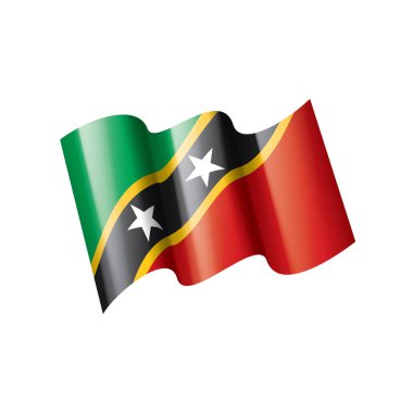 Saint Kitts ve Nevis bayrağı, beyaz arkaplanda vektör çizimi