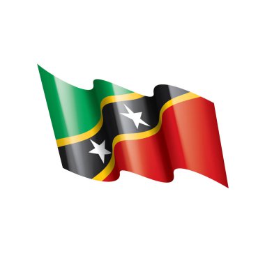 Saint Kitts ve Nevis bayrağı, beyaz arkaplanda vektör çizimi