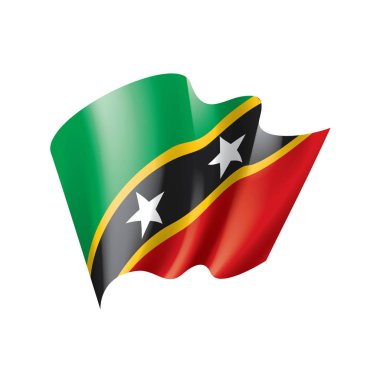 Saint Kitts ve Nevis ulusal bayrağı, beyaz arka planda vektör illüstrasyonu