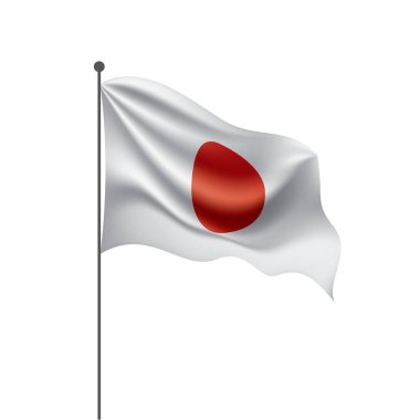 Japon bayrağı, beyaz arkaplanda vektör illüstrasyonu