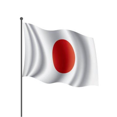 Japon bayrağı, beyaz arkaplanda vektör illüstrasyonu