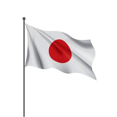 Japon bayrağı, beyaz arkaplanda vektör illüstrasyonu