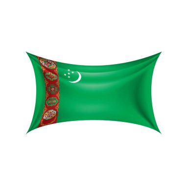 Türkmenistan bayrağı, beyaz bir arka plan üzerinde vektör çizim