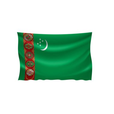 Türkmenistan bayrağı, beyaz bir arka plan üzerinde vektör çizim
