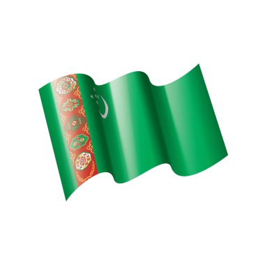 Türkmenistan bayrağı, beyaz bir arka plan üzerinde vektör çizim