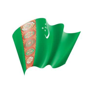 Türkmenistan bayrağı, beyaz bir arka plan üzerinde vektör çizim