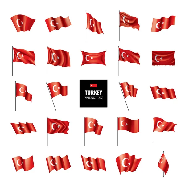 Bandeira da Turquia, ilustração vetorial sobre um fundo branco —  Vetores de Stock