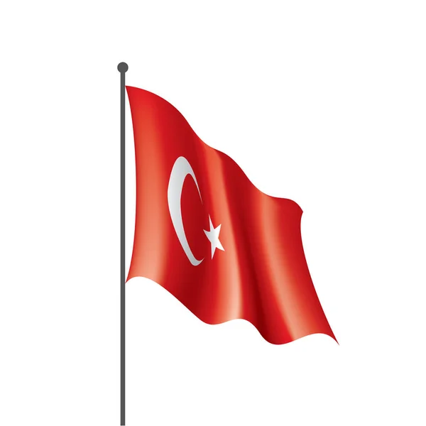 トルコ国旗、白の背景にベクトル画像 — ストックベクタ