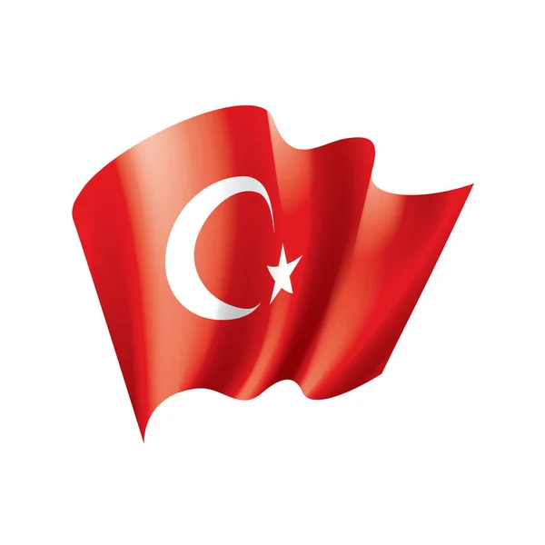 トルコ国旗、白の背景にベクトル画像 — ストックベクタ