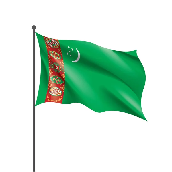Vlajka Turkmenistánu, vektorové ilustrace na bílém pozadí — Stockový vektor