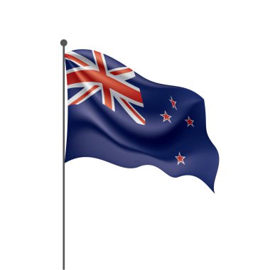 Yeni Zelanda bayrağı, beyaz arkaplanda vektör illüstrasyonu