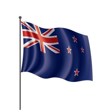 Yeni Zelanda bayrağı, beyaz arkaplanda vektör illüstrasyonu