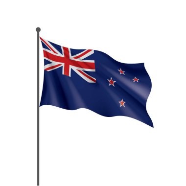 Yeni Zelanda bayrağı, beyaz arkaplanda vektör illüstrasyonu