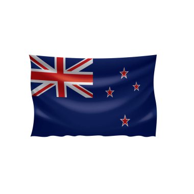 Yeni Zelanda bayrağı, beyaz arkaplanda vektör illüstrasyonu