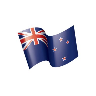 Yeni Zelanda bayrağı, beyaz arkaplanda vektör illüstrasyonu