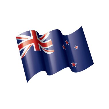 Yeni Zelanda bayrağı, beyaz arkaplanda vektör illüstrasyonu
