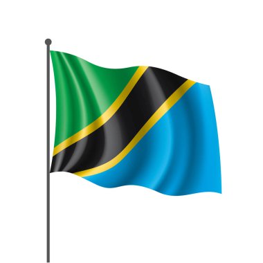 Tanzanya bayrak, beyaz bir arka plan üzerinde vektör çizim