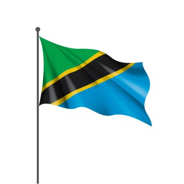 Tanzanya ulusal bayrak, beyaz bir arka plan üzerinde vektör çizim