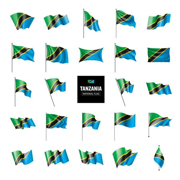 タンザニアの旗、白の背景にベクトル画像 — ストックベクタ