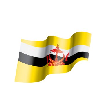 Brunei bayrağı, beyaz arkaplanda vektör illüstrasyonu