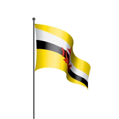 Brunei bayrağı, beyaz arkaplanda vektör illüstrasyonu