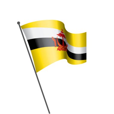 Brunei bayrağı, beyaz arkaplanda vektör illüstrasyonu