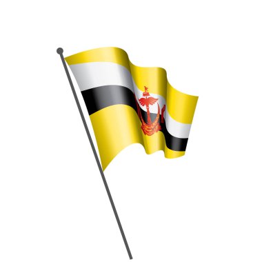 Brunei bayrağı, beyaz arkaplanda vektör illüstrasyonu